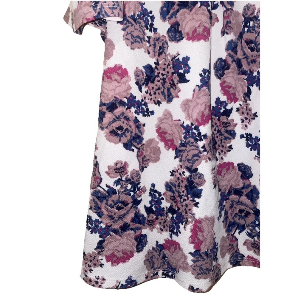 Ultra Flirt Womens Floral Cold Shoulder Ruffle Top Purple Pink Small 3D464 - Picture 12 of 13